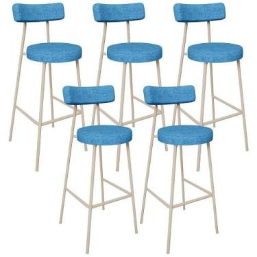 Imagem de Kit 05 Banquetas Alta Bar Cozinha Sala De Jantar Aço Milão Arena L02 L