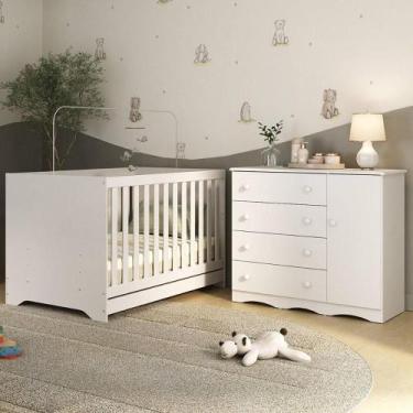 Imagem de Berço Americano 3 em 1 com Cômoda 1 Porta 4 Gavetas Realeza Multimóvei