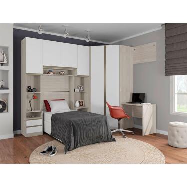 Imagem de Guarda Roupa Solteiro De Canto C/ Escrivaninha 7 Gavetas Leg