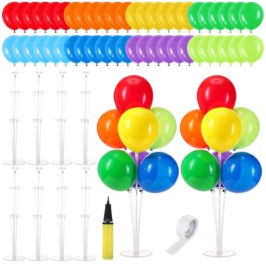 Imagem de VioraWhite 8 Set Balloon Stands for Table Centerpieces with Base Christmas Balloon Party Decorations for Birthday Fiesta Baby Shower Carnival Wedding Engagement Party(Colorful)