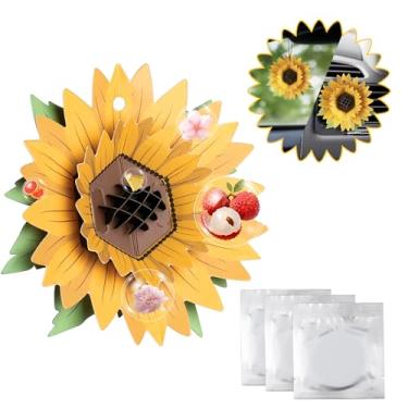 Imagem de Purificadores de ar de carro suspensos, clipe de ventilação de aromatizador de carro de girassol com 3 pastilhas de refil de fragrância (Shangri-La)