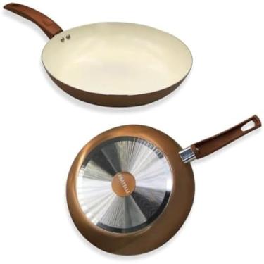 Imagem de Frigideira, superficie antiaderente, ideal para cozinhar ovos, cabo longo, design, 28cm, rosa, requintado