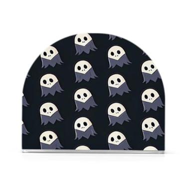 Imagem de JUZIHAI Suporte de guardanapo de Halloween Boo para mesa dispensador de guardanapo de acrílico para mesa suporte de lenços independente para cozinha sala de jantar bar festa decoração de casa