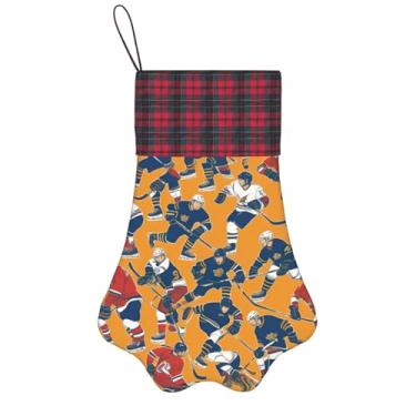 Imagem de SKKNT Meias de Natal com estampa de hóquei, animais de estimação, decoração de Natal, cães, gatos, árvores, doces, presente conveniente