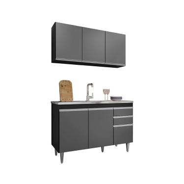 Imagem de Balcão Gabinete Para Pia 120cm 2 Portas Melissa - Ssx Multicoisas Preto-grafite