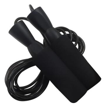 Imagem de Auvotuis Corda de pular sem emaranhados, corda de salto de aço preto com alças de espuma para exercícios cardiovasculares e de treinamento
