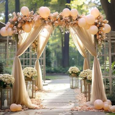Imagem de Tecido drapeado com arco de casamento champanhe escuro, 1 painel, 150 cm x 50 m, drapeado de chiffon transparente para Páscoa, chá de panela, decoração de festa ao ar livre, decoração de cerimônias de