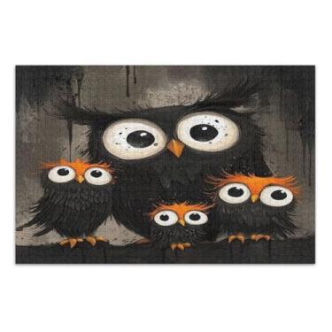 Imagem de Quebra-cabeças engraçados de coruja com letras nas costas para adultos 500