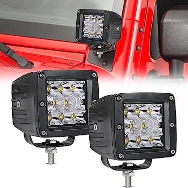 Imagem de Niking Auto Cubos de luz de LED, 2 peças de 7,6 cm 80 W cápsulas de LED barra de luz fora da estrada, holofotes quadrados de neblina para dirigir, luz de LED para trabalho, para-choque, luz de vala
