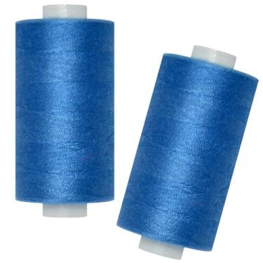 Imagem de Linha de costura multiuso - 2 carretéis de linha de costura manual de poliéster para máquina de costura para costura manual e à máquina (azul elétrico escuro, 2 carretéis)
