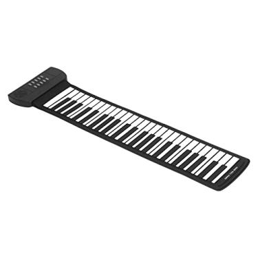 Imagem de Cryfokt Piano de Rolo Manual Com 49 Teclas, Teclado Dobrável, Piano Portátil para Crianças, Multifuncional, Som Surround 4D para Viagens Ao Ar Livre, Casa, Preto (PM49)