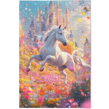 Imagem de Quebra-cabeça de cavalo de unicórnio colorido extravagante 1000 peças de arte de jogo de brinquedo adulto legal exclusivo quebra-cabeças personalizados engraçados presentes de jogo, 75 x 50 cm