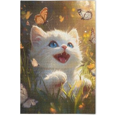 Imagem de Quebra-cabeça fofo Ragdoll gato gatinho chique 500 peças adultos flor pintura animal natureza quebra-cabeças personalizados amantes elefantes brancos presentes, 52 cm x 37,8 cm