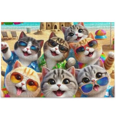 Imagem de Quebra-cabeças engraçados de gatos fofos para adultos 500 peças de arte de jogo de brinquedo natureza grande quebra-cabeça personalizado elefante branco, 52 cm x 37,8 cm