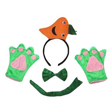 Imagem de Petitebella Tiara combinada de animais fofos com cauda de gravata borboleta 4 peças fantasia 1-5 anos (cenoura, tamanho único)