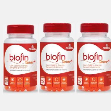 Imagem de Suplemento Alimentar Biofin Thermo 60 Cápsulas Chamel  Kit com 3 Unida