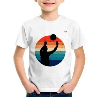 Imagem de Camiseta Infantil Vôlei Vintage Sunset - Foca na Moda, Branco, 2