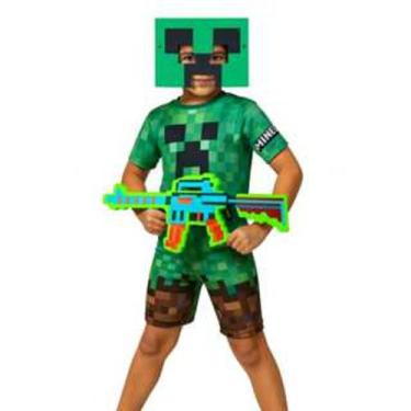Imagem de Fantasia Infantil Mine Criança craft + Arminha Luz E Som Envio Já - Mi