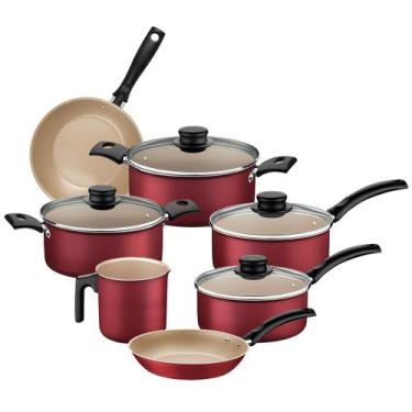 Imagem de Jogo de Panelas Tramontina Turim 7 Peças Antiaderente Vermelha Alumíni