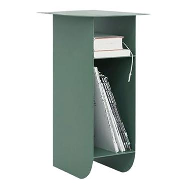 Imagem de Mesa de cabeceira de armazenamento aberta de aço carbono para espaços pequenos, mesa de canto estreita, prateleira de estudo, prateleira de cabeceira