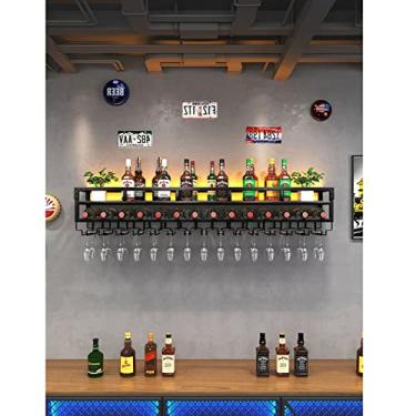 Imagem de Suporte de parede para garrafas de vinho – Exibição de rack de vinho para pendurar – Prateleiras de parede, rack de armazenamento multifuncional montado na parede, suporte para plantas de ferro
