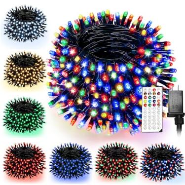 Imagem de BANBANJO Luzes de Natal RGB ao ar livre, 300 luzes LED que mudam de cor com controle remoto e temporizador, sincronização de música, vários modos, à prova d'água, árvore de Natal para decoração de