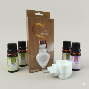 Imagem de Love Aromas Kit Aromatizador Elétrico Premium com 3 Essências de 10ml, Odorizador de Ambiente, Inclui Capim Limão, Bambu e Lavanda Inglesa