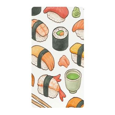 Imagem de Blueangle Lençol de berço padrão para berço infantil - Lençóis de algodão macio respirável para berço com sushi (558)