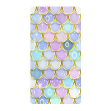 Imagem de Blueangle Lençol de berço padrão para berço infantil - Lençóis de algodão macio e respirável com escamas de sereia coloridas (309)