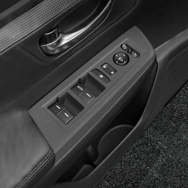 Imagem de Temmis Capa de painel de interruptor de janela de porta de carro para Honda CRV 2023-2026, acessórios de decoração de interiores automotivos kit de estilo de silicone para acabamento de braço - preto