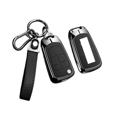 Imagem de Capa para chave remota de couro de liga de zinco para carro compatível com Opel/Astra JH/Corsa/Insignia/Mokka/Zafira/Meriva Acessor de chaveiro protetor(A Black 2)