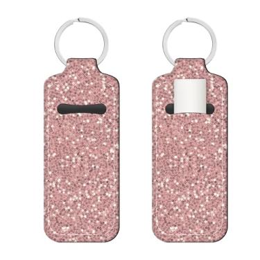 Imagem de QTRJKDV Porta-chaves de batom personalizado, manga de batom fashion, linda bolsa de batom, acessórios de viagem para mulheres (lantejoulas de ouro rosa)