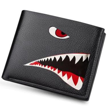Imagem de Carteira masculina curta com clipe para dinheiro – Design horizontal fino de couro PU com bolsa de moedas integrada, Preto, Curto