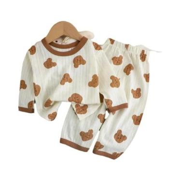 Imagem de Conjunto De Roupas Com Estampa De Urso Bebê, Pijama De Algodão De Mang