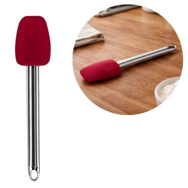Imagem de Espátula Culinária Silicone Premium Bordô Cabo Inox Elite 26cm