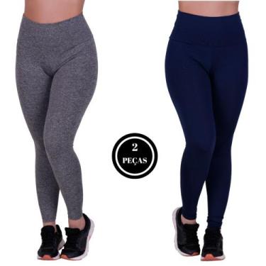 Imagem de Kit 2 Calça Legging De Ginastica Lisa Suplex Cintura Alta Fitness-c4 K