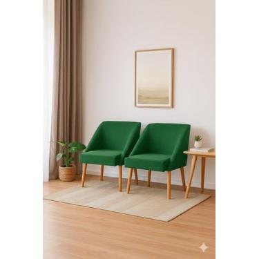 Imagem de Kit 02 Cadeira Decorativa Liz Suede Verde para Quarto Sala salão recep