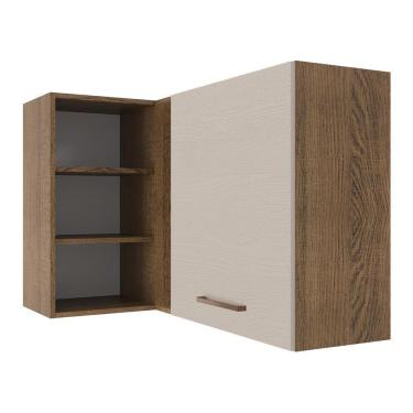 Imagem de Armário Aéreo De Canto 1 Porta Para Linha De 60 Cm De Profundidade Rustic/crema Agata Madesa