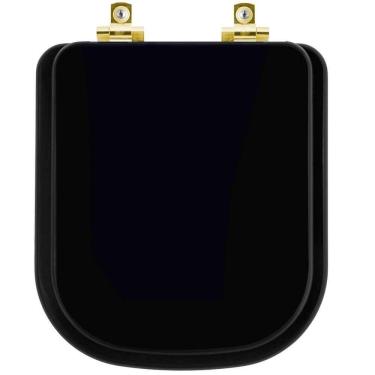 Imagem de Assento Sanitário Com Amortecedor Axis ébano (preto) Para Vaso Deca Com Ferragem Dourada