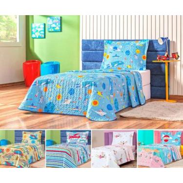 Imagem de Cobre leito menino menina solteiro dupla face colcha matelasse estampa