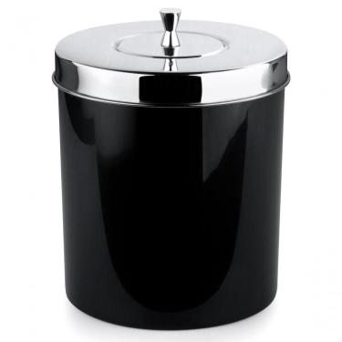 Imagem de Lixeira 5 Litros Banheiro Cozinha Preto Tampa Aço Inox Forma