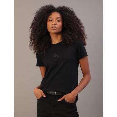 Imagem de Camiseta Manga Curta Calvin Klein Jeans Rubber Patch - Preto-Feminino