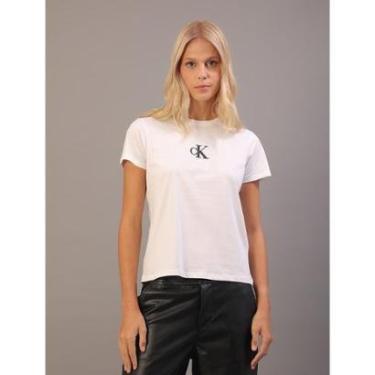 Imagem de Camiseta Manga Curta Calvin Klein Jeans Rubber Patch - Branco 2-Feminino