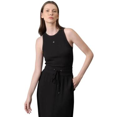 Imagem de Regata Calvin Klein Ribana Logo Bordado Calvin Klein Preta Feminina-Feminino
