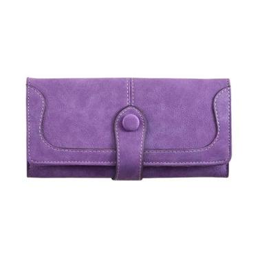 Imagem de Carteira Longa Feminina Vintage Em Couro PU Com Múltiplos Slots Para C