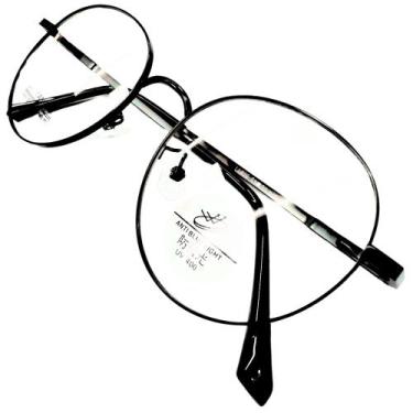 Imagem de 01 Armação Grau Óculos Masculina Preta Retro Vintage Redonda geek nerd