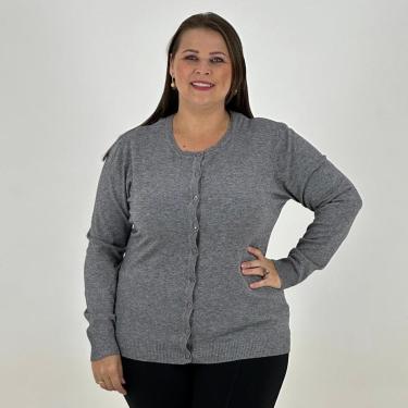 Imagem de Casaco City Lady Cardigan Lã Plus Size com Botão Feminino-Feminino