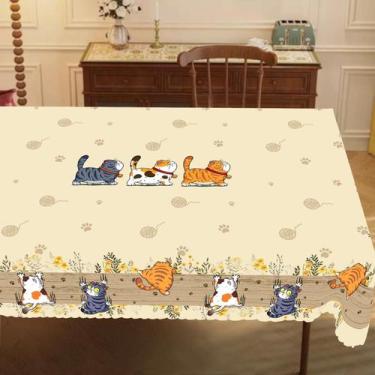 Imagem de Toalha De Mesa De Poliéster Com Tema De Gato Fofo, Design De Pegadas D