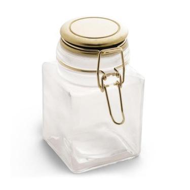 Imagem de Porta Condimentos de Vidro 12 cm com Tampa de Metal Dourado Lyor Desig