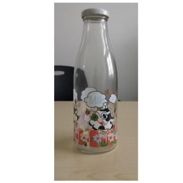 Imagem de Garrafa de Vidro Para Leite Água com Tampa Vaquinha 1 Litro R1946 - LY
